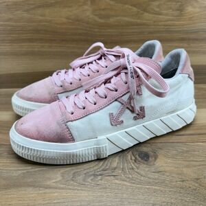 OFF WHITE Vulcanized Low Top Mens 9 EU 42 FLAWED White Pink Suede Sneakers